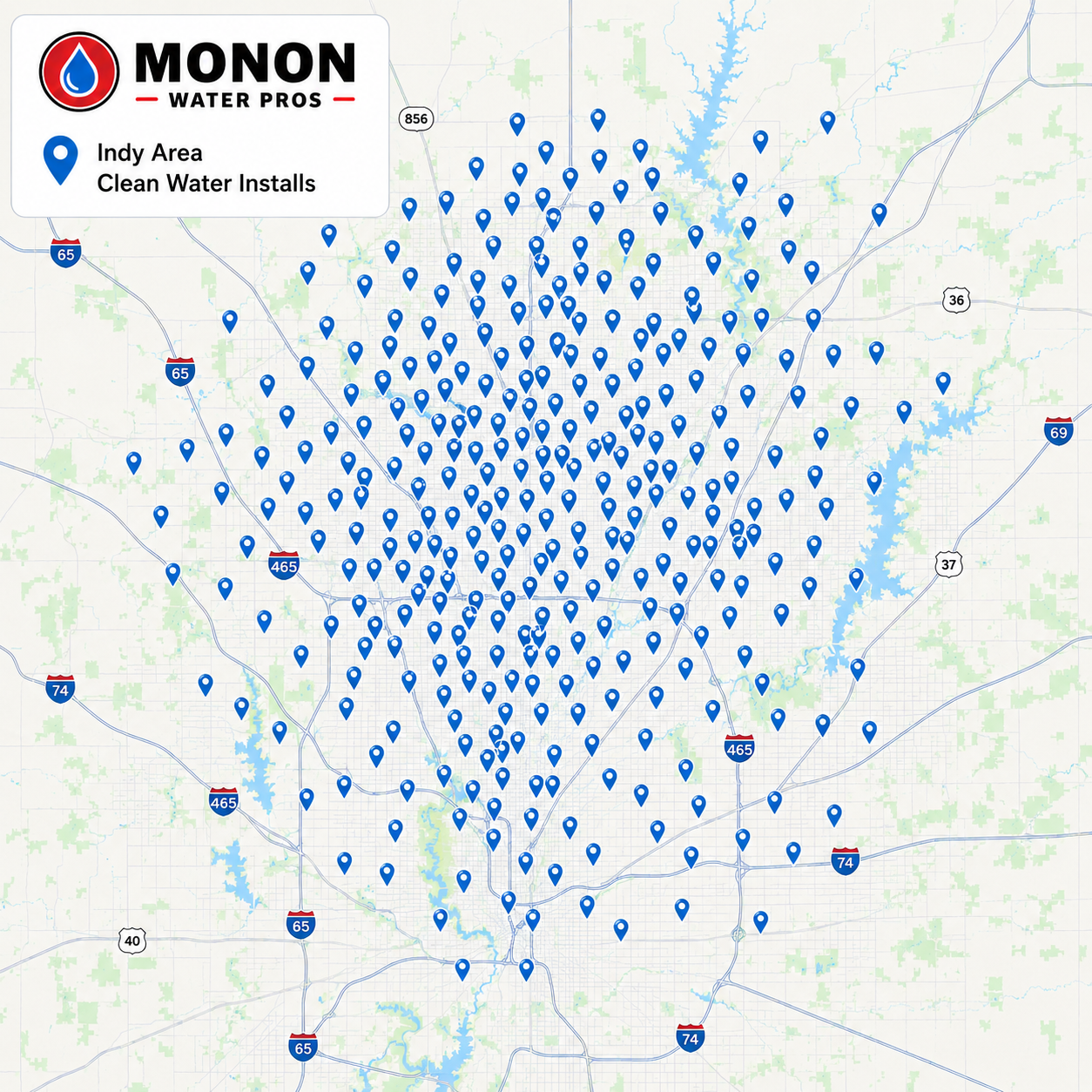Monon Water Pros service area map