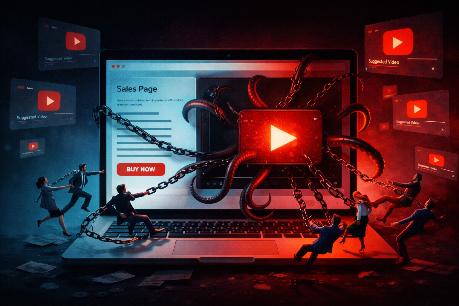 YouTube player stealing viewers from a sales page