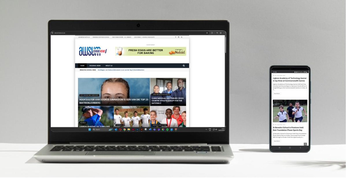 AWSUM School News read on screen, where website banners and sponsored school news appear