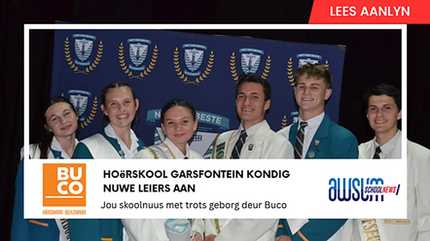 A school-news post shared to Facebook, carrying a sponsor strip beneath the headline