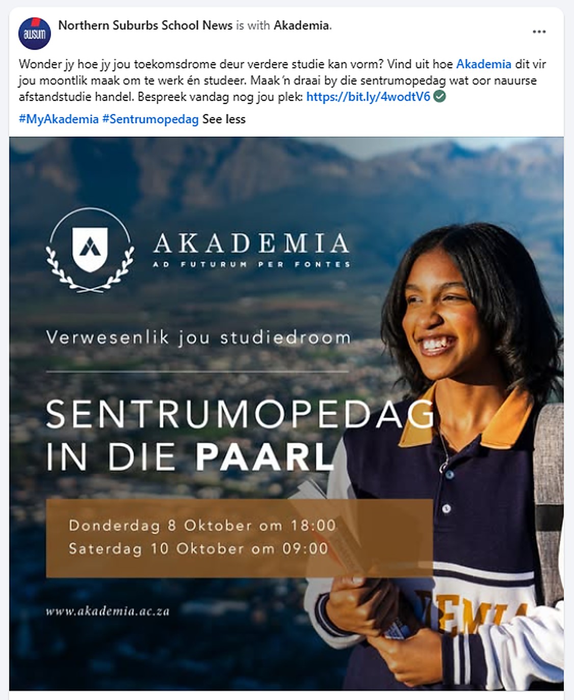 An advertiser post as it ran on a regional AWSUM school news page