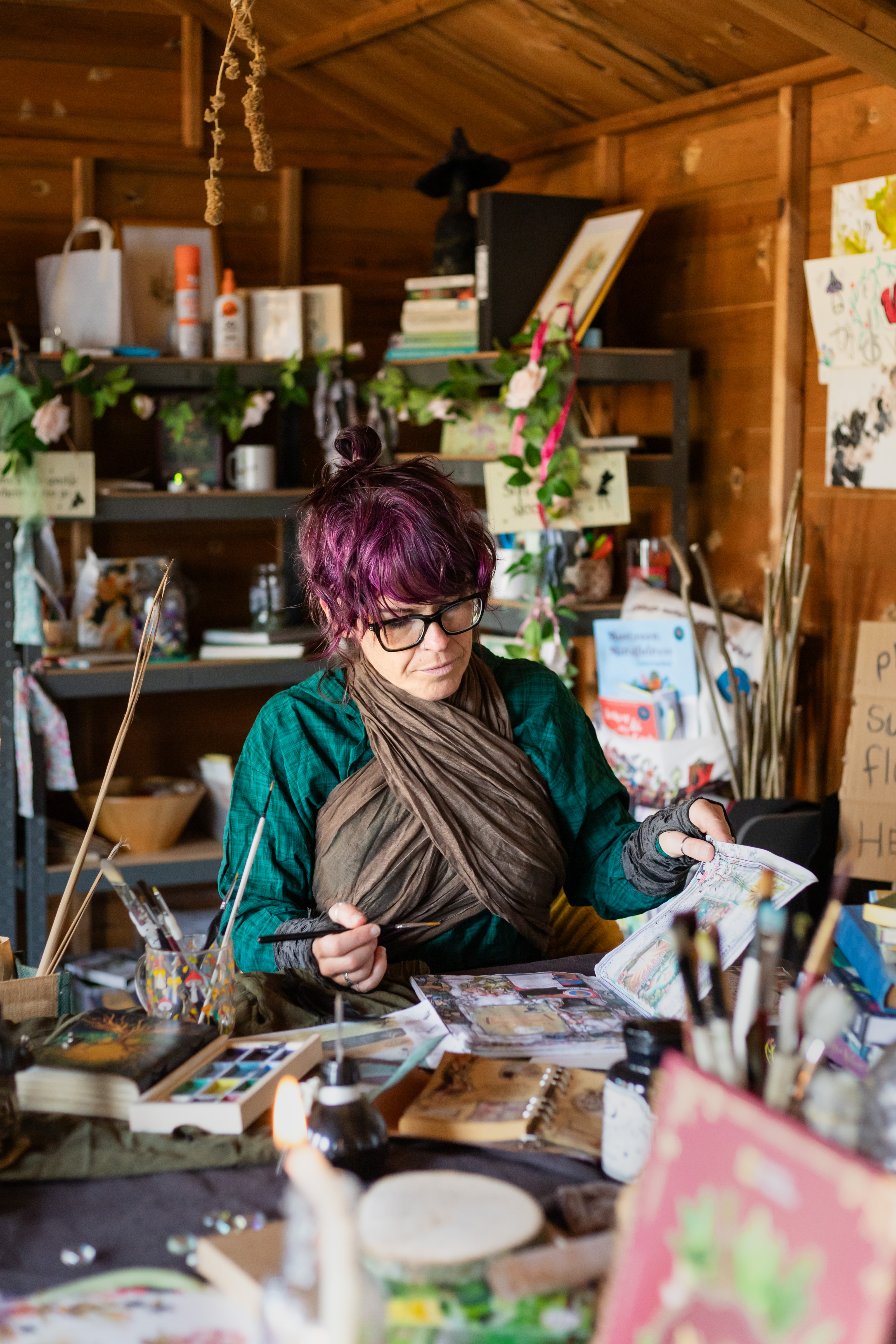 Kylie Dixon drawing at her desk