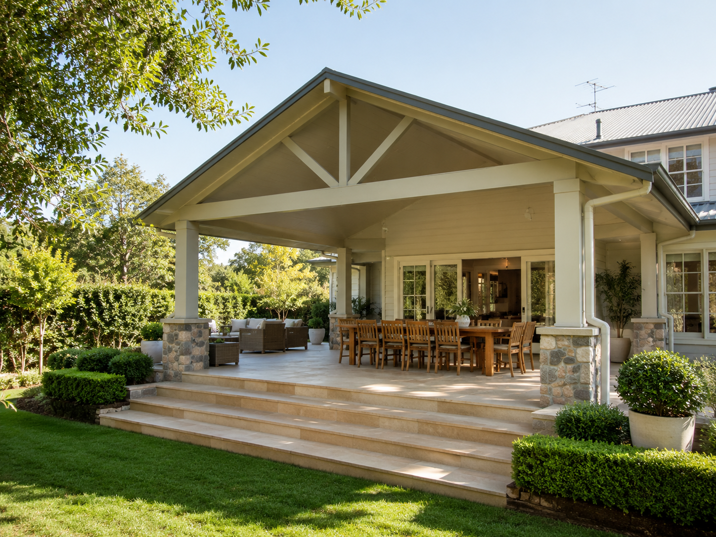 Gable patio matching the home