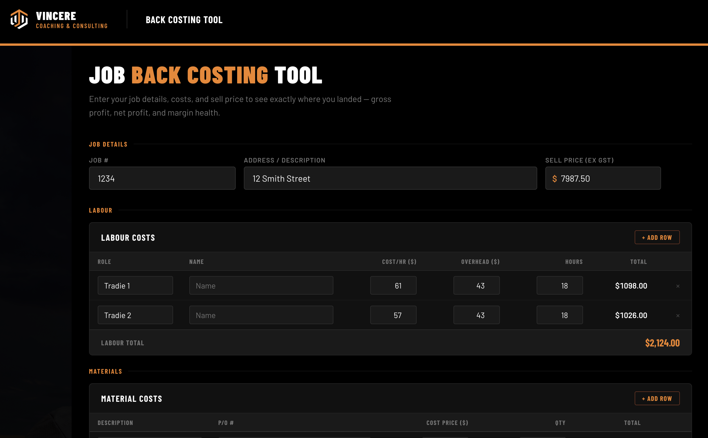 Pricing tool