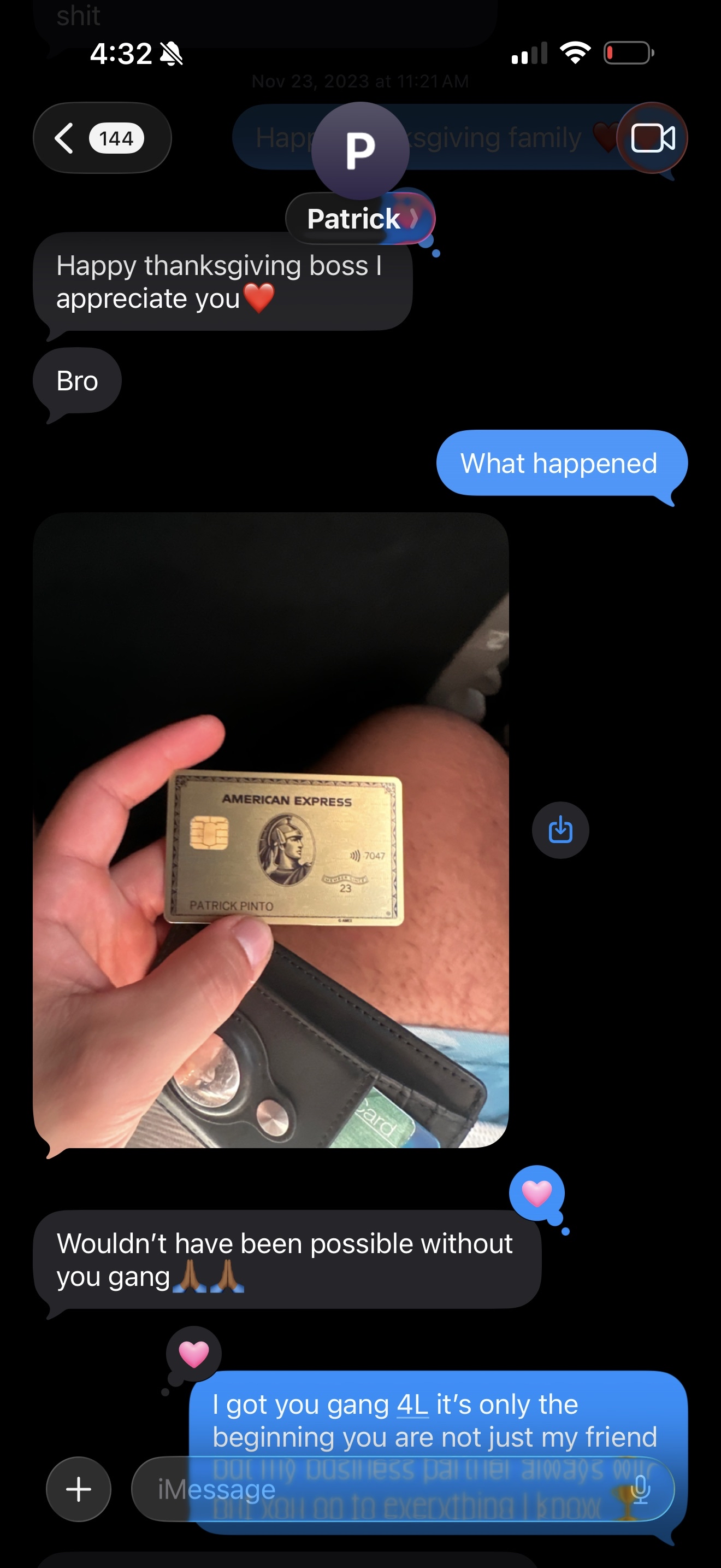 Patrick approved American Express Gold Card