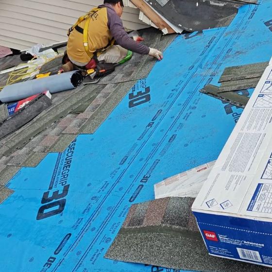 Equipo de Armadillo instalando un techo nuevo