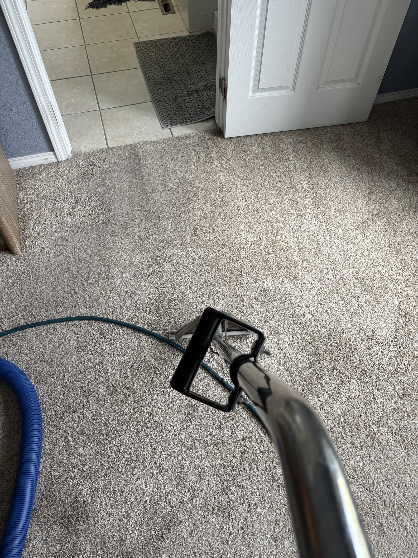 Long hose run from truckmount to downtown Littleton Victorian rental unit