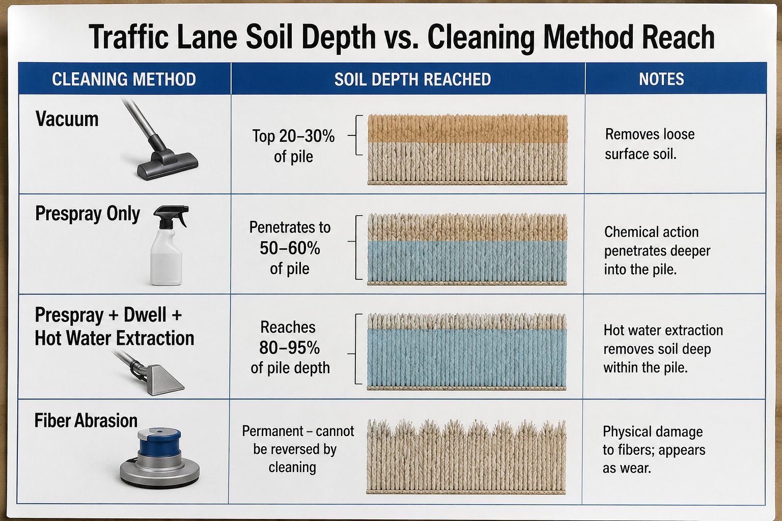 Traffic Lane Soil Depth vs. Cleaning Method Reach