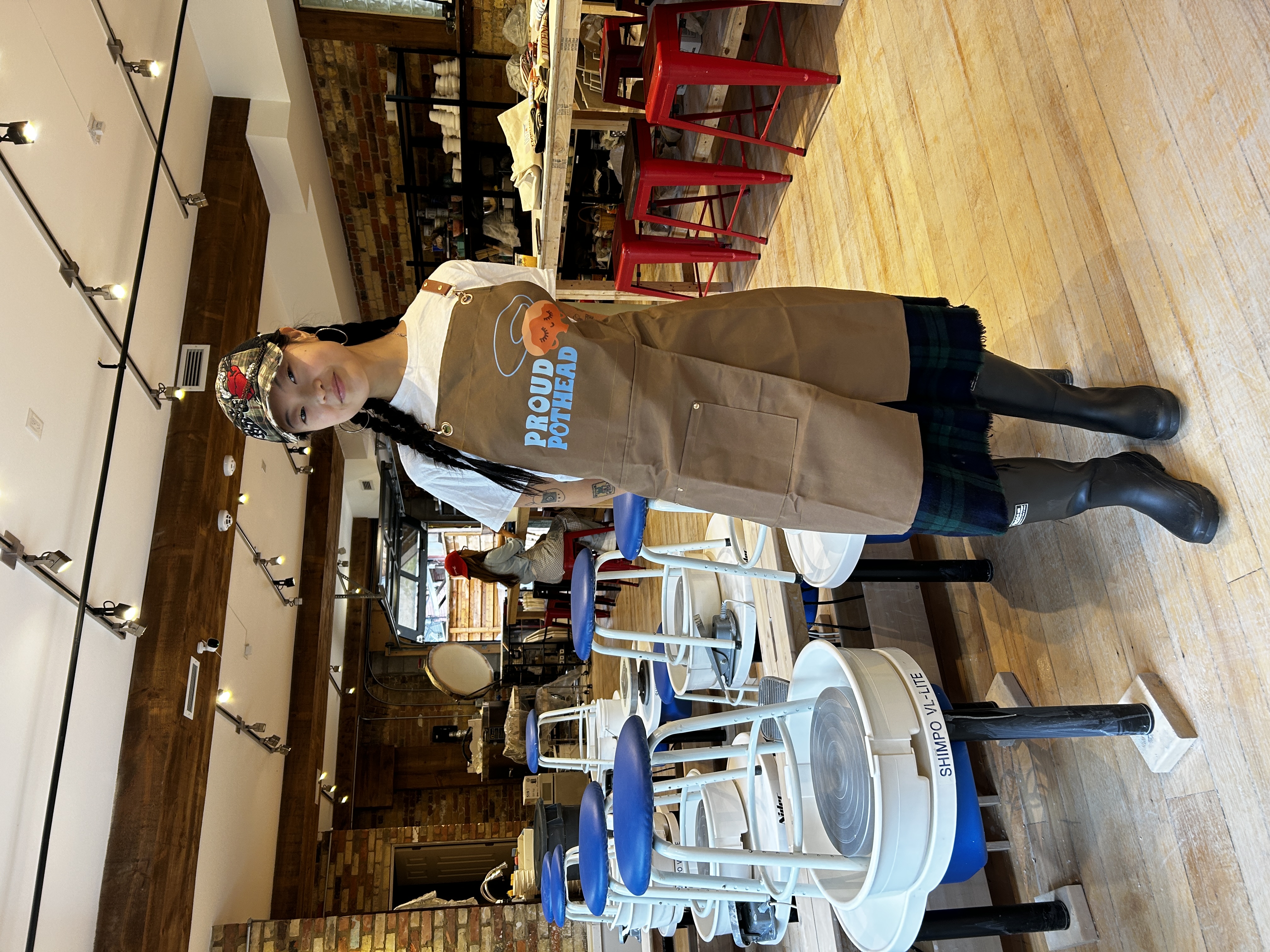 Proud Pothead — Blue & Orange split-leg pottery apron