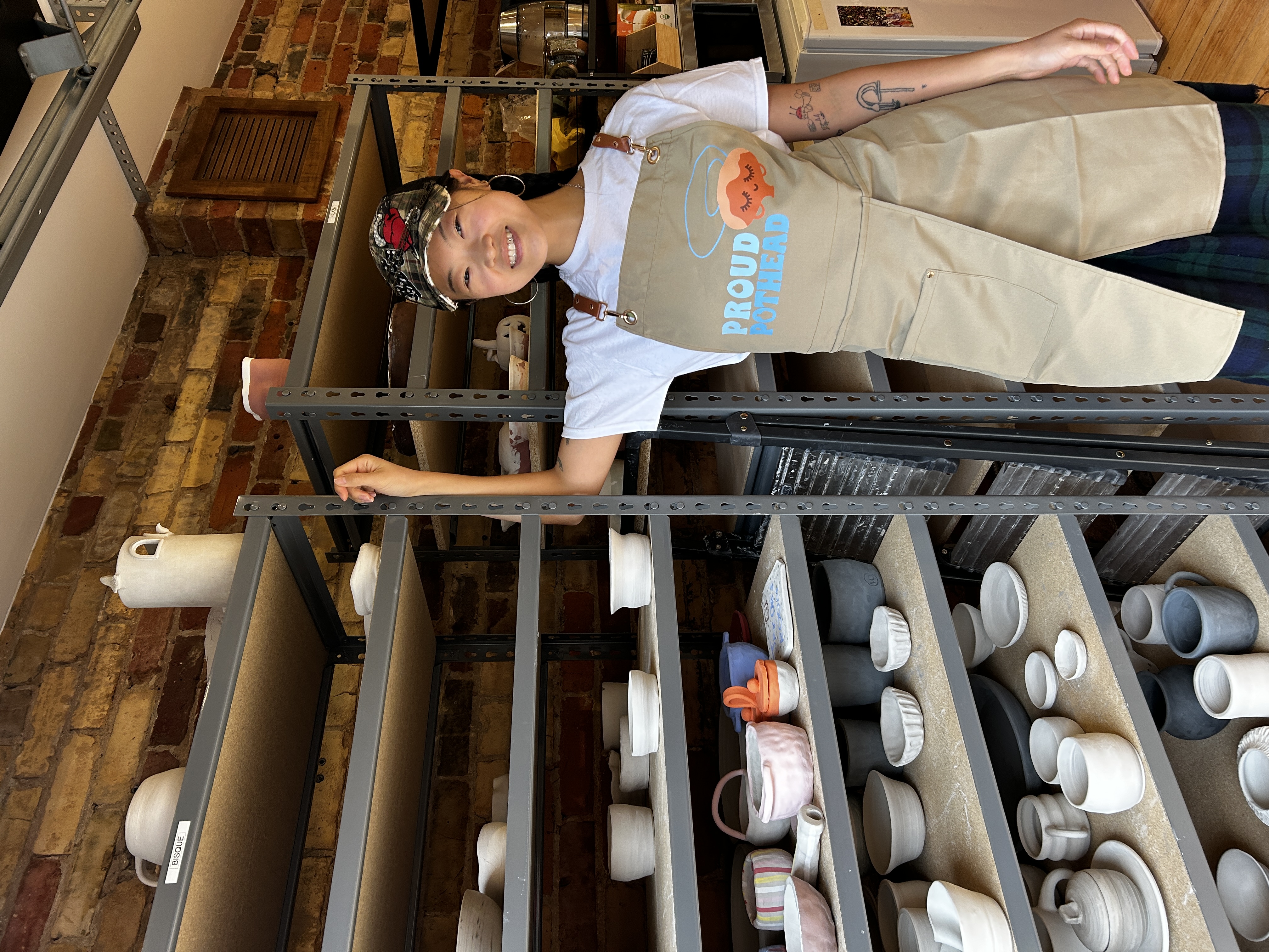 Proud Pothead — Blue & Orange split-leg pottery apron