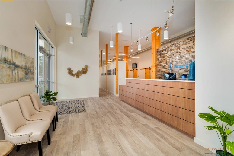 Functional Health and Weight Loss of Lake Nona lobby with orange accent columns