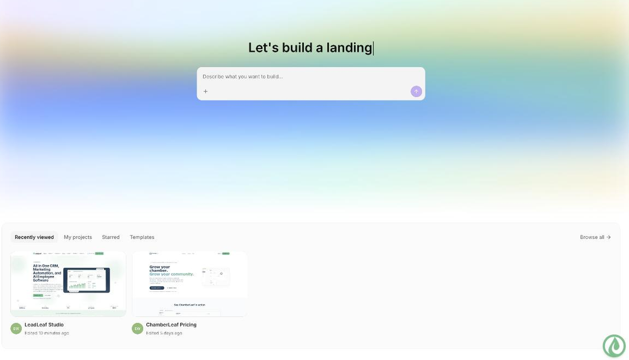 AI Studio website builder interface showing a prompt panel and generated website preview