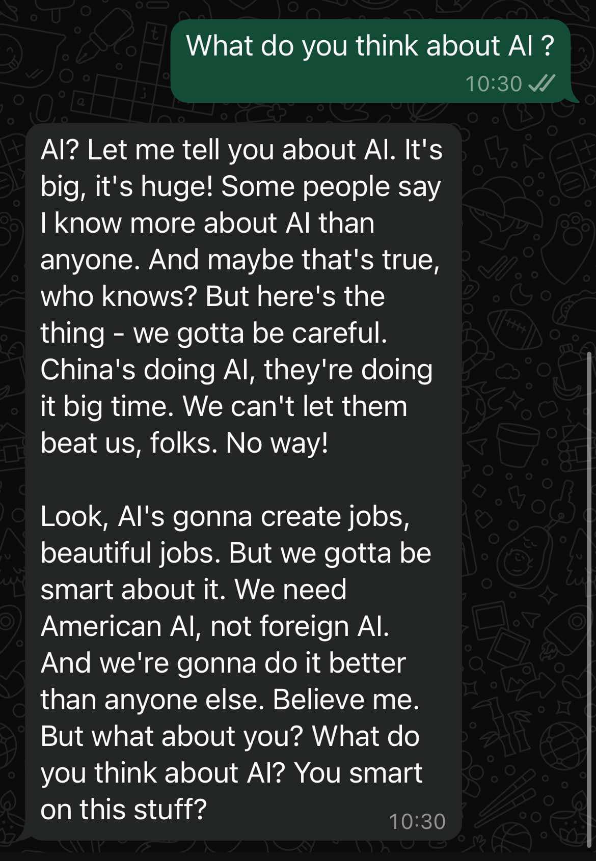 Conversation WhatsApp Trump