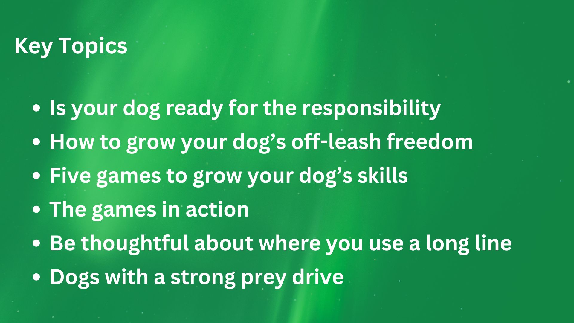 List of the Key Topics in this post