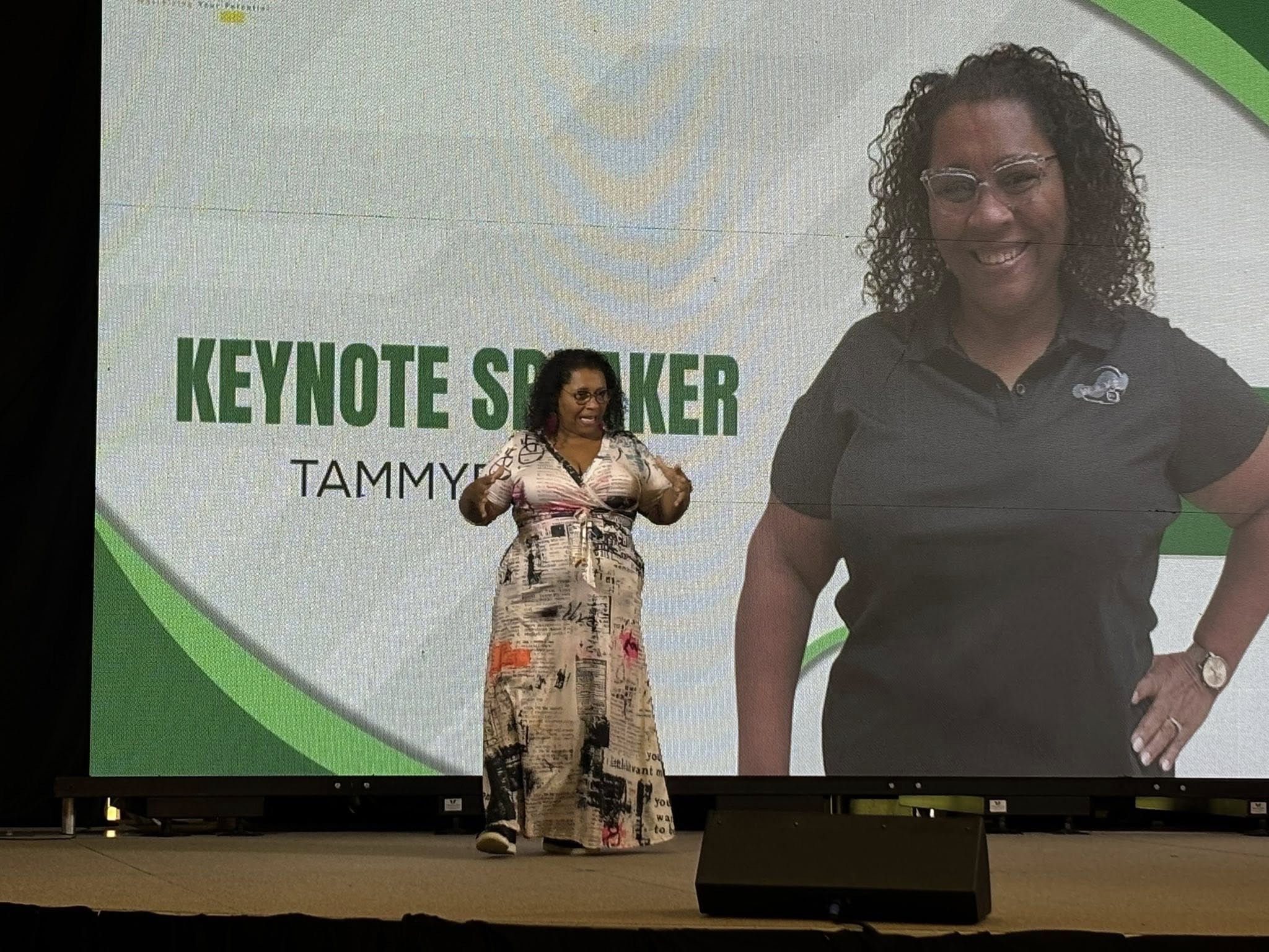 TammyRenee speaking to an audience