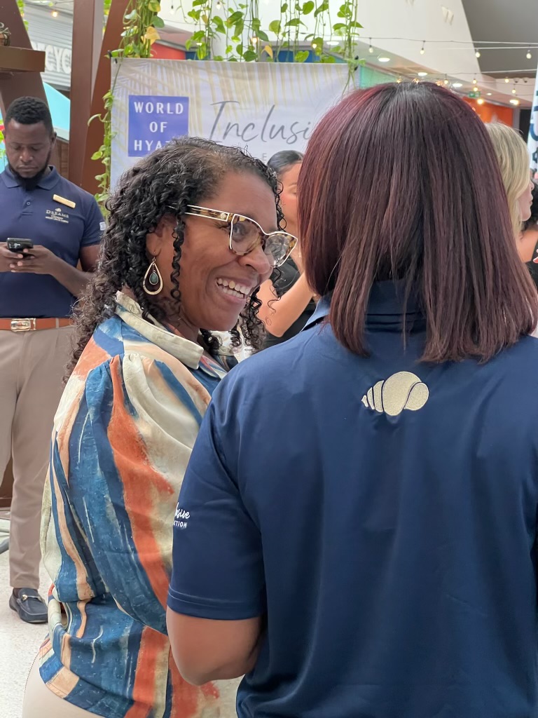 A caring moment between an employee and a customer