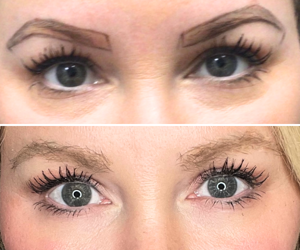 Eyebrow transplant before and after — Jenny Cooper, Licensed PMU Artist patient
