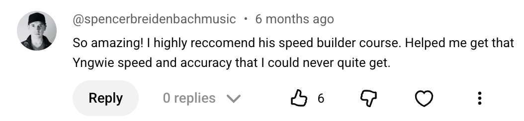 Guitar Speed Builder student testimonial