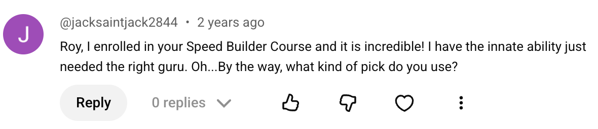 Guitar Speed Builder student testimonial
