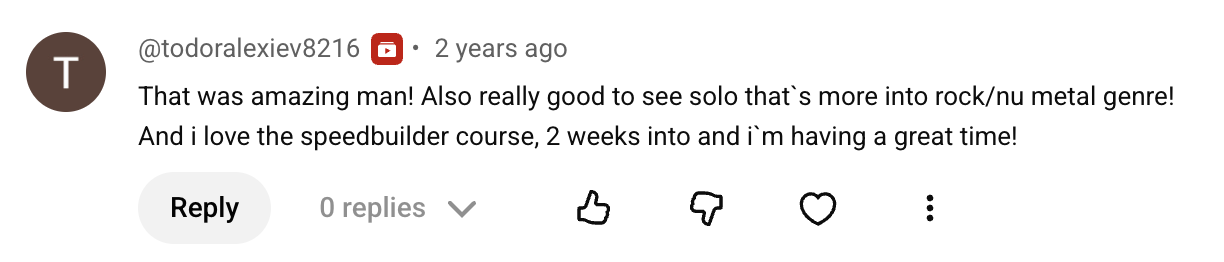 Guitar Speed Builder student testimonial