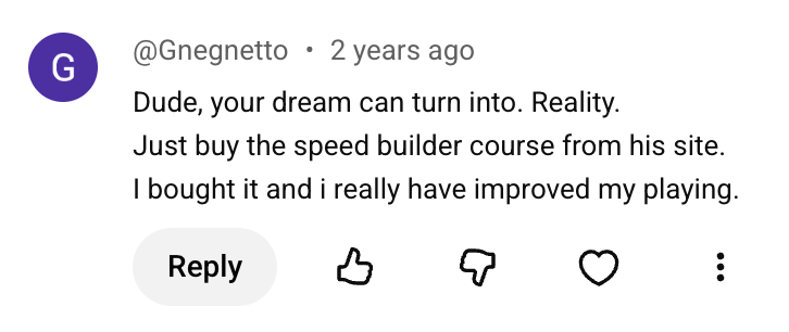 Guitar Speed Builder student testimonial