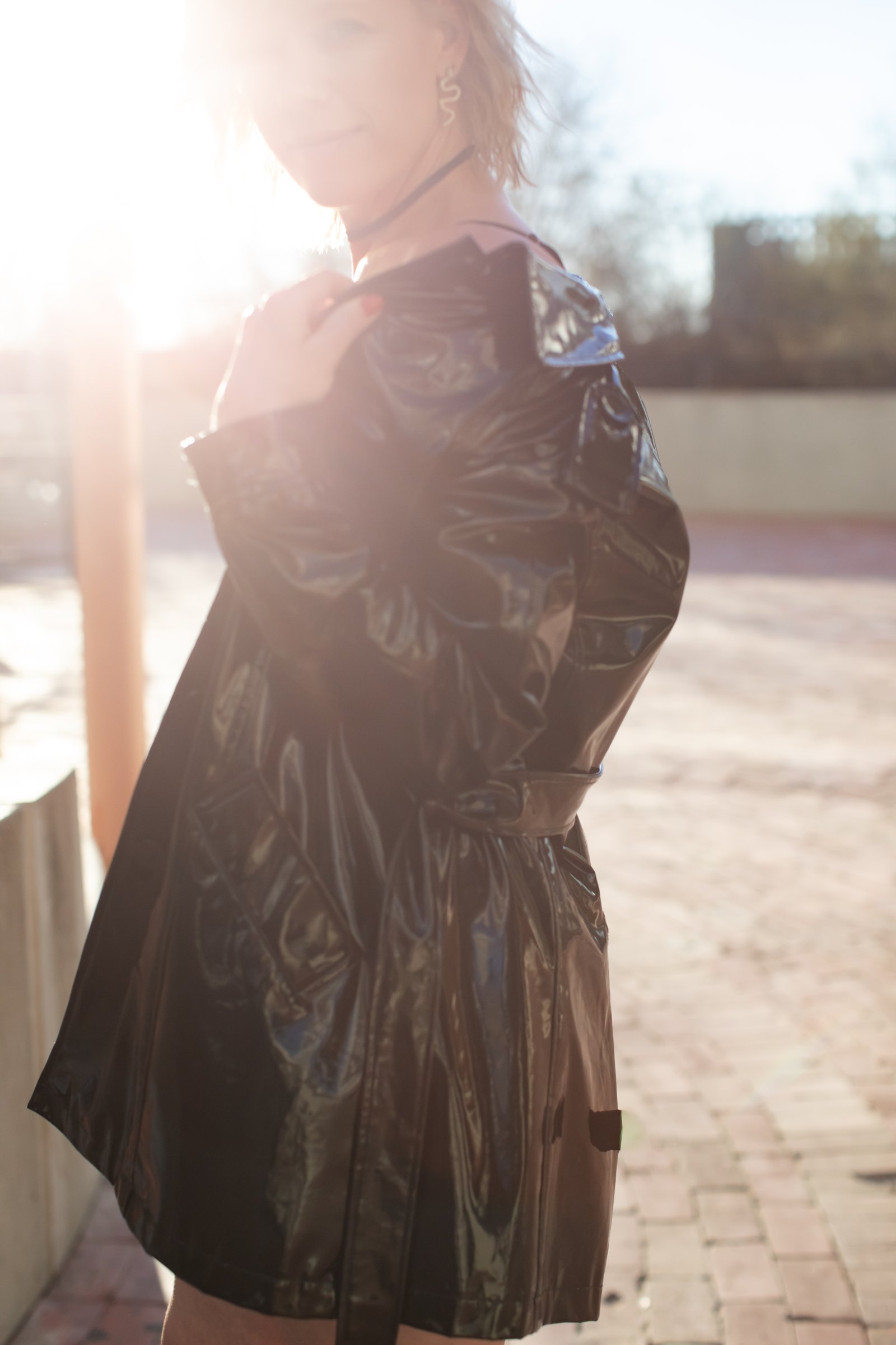 Danielle Aubrey Smith in a black trench