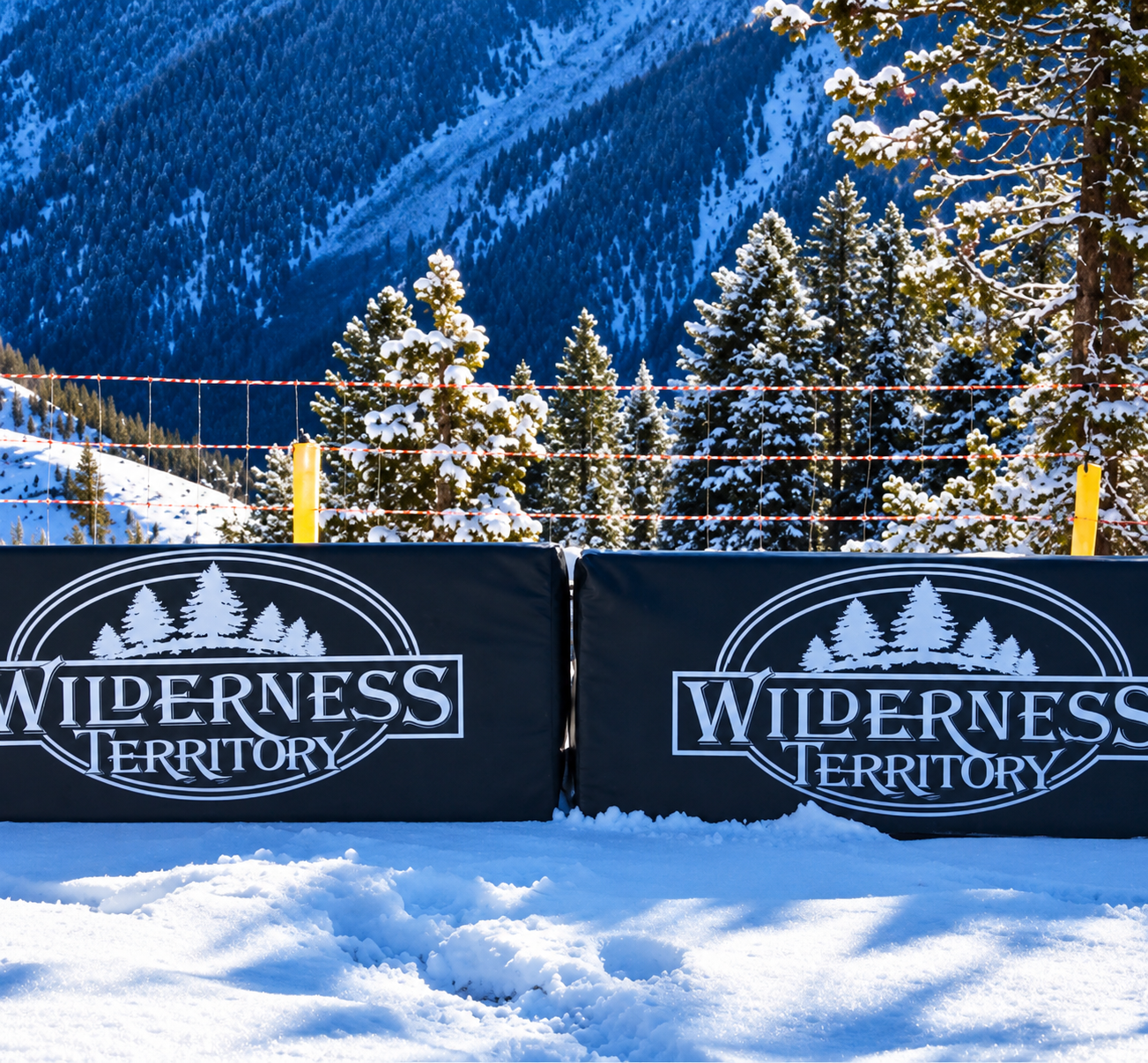 Chairlift seats and ski area padding in a winter resort setting