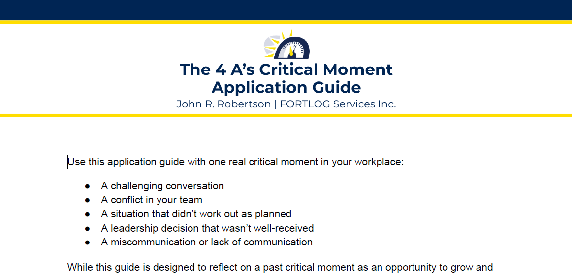 The 4 A’s Critical Moment Application Guide