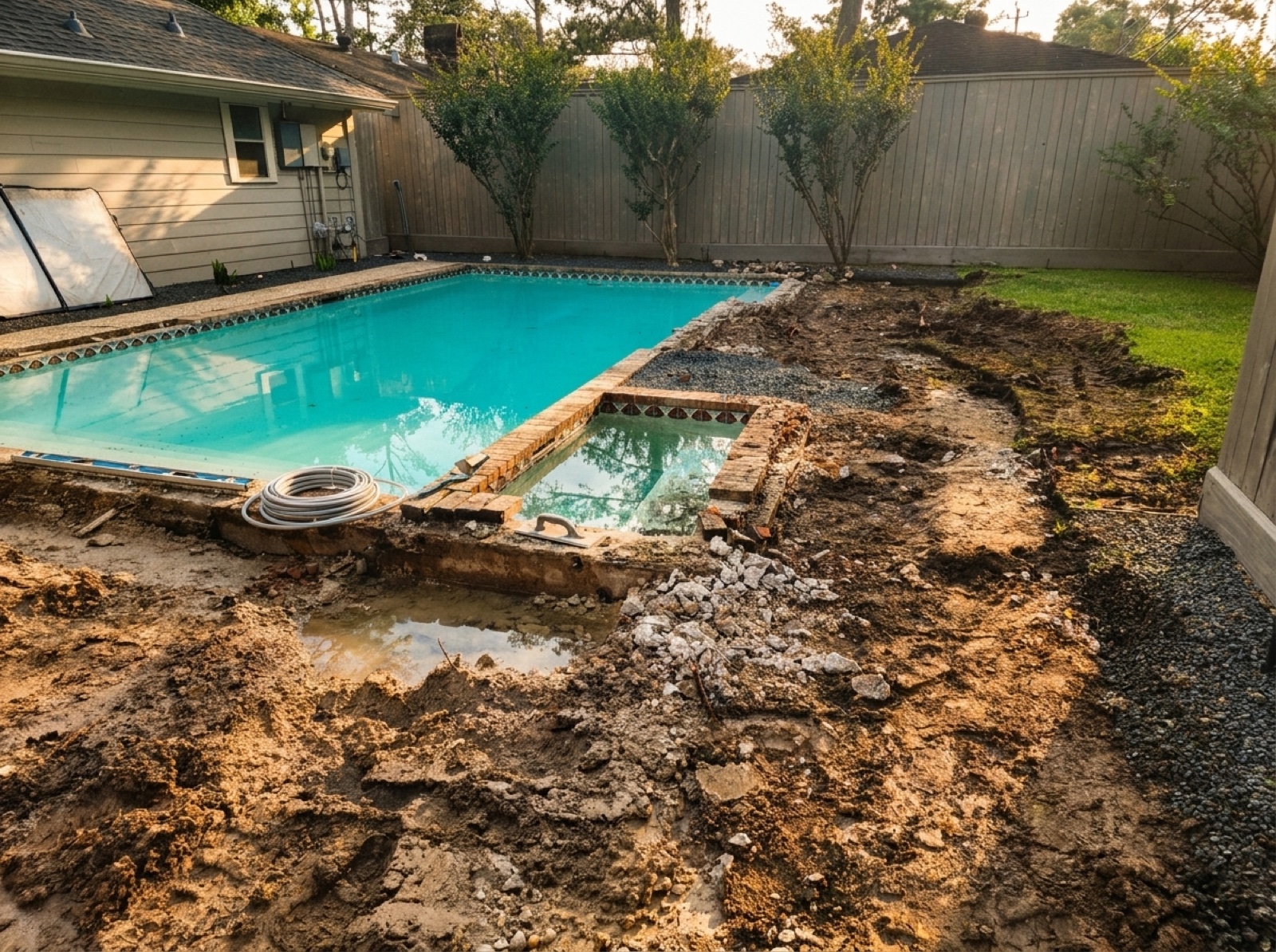 Structural pool repair in progress