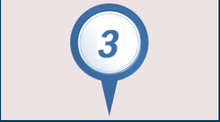Sign with number three. Depicting 3rd step to take after booking. The appointment, which is to get the prescription from the pharmacy.