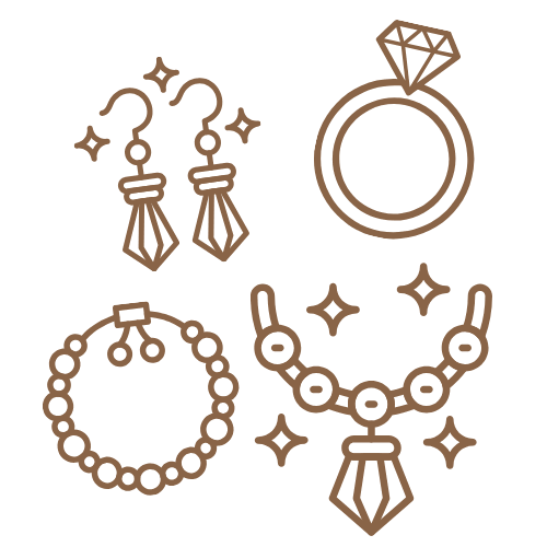 necklace, bracelet, and earrings jewelry icon necklace, bracelet, and earrings jewelry icon