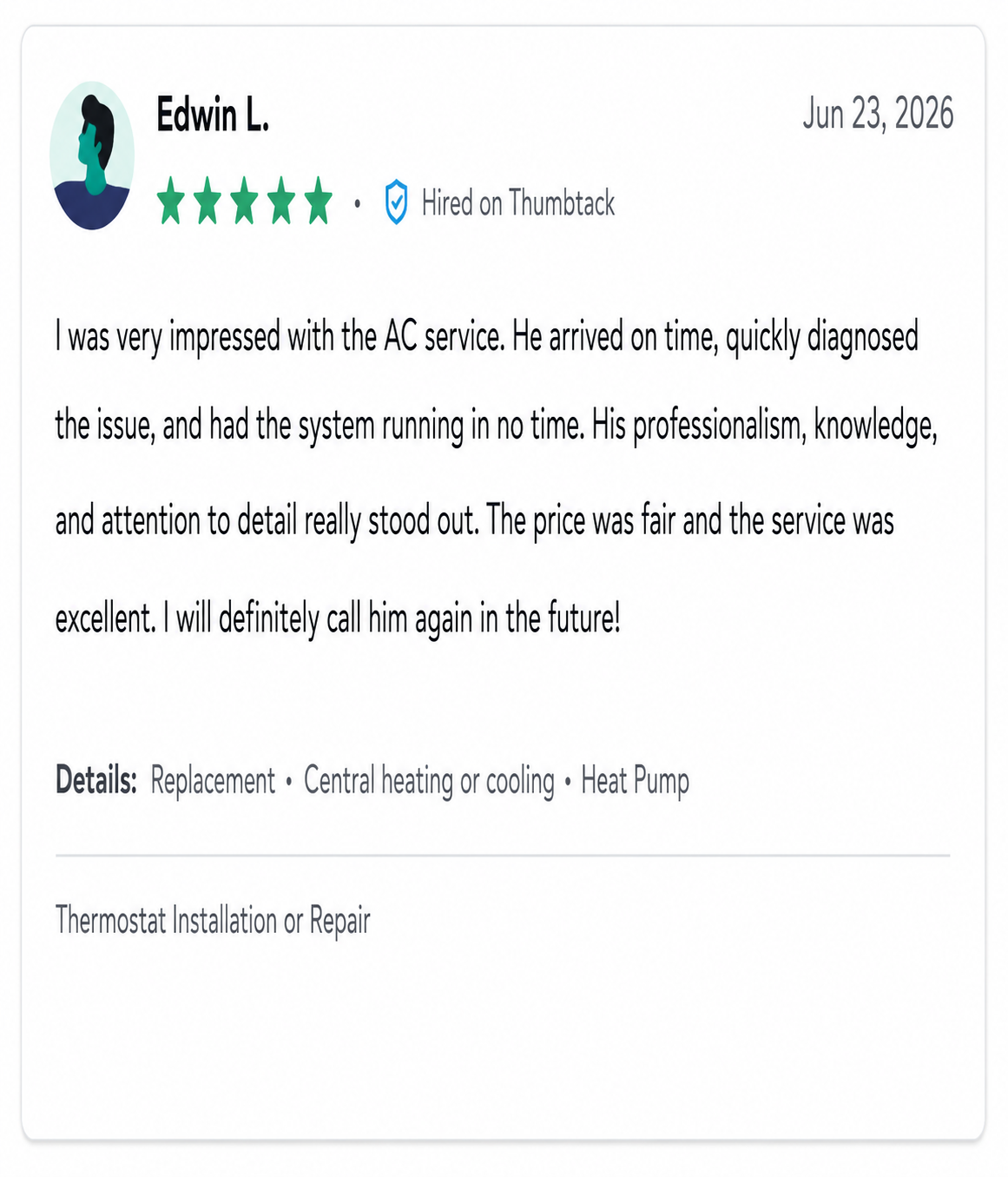 Thumbtack review from Ray B. for Primus Expert