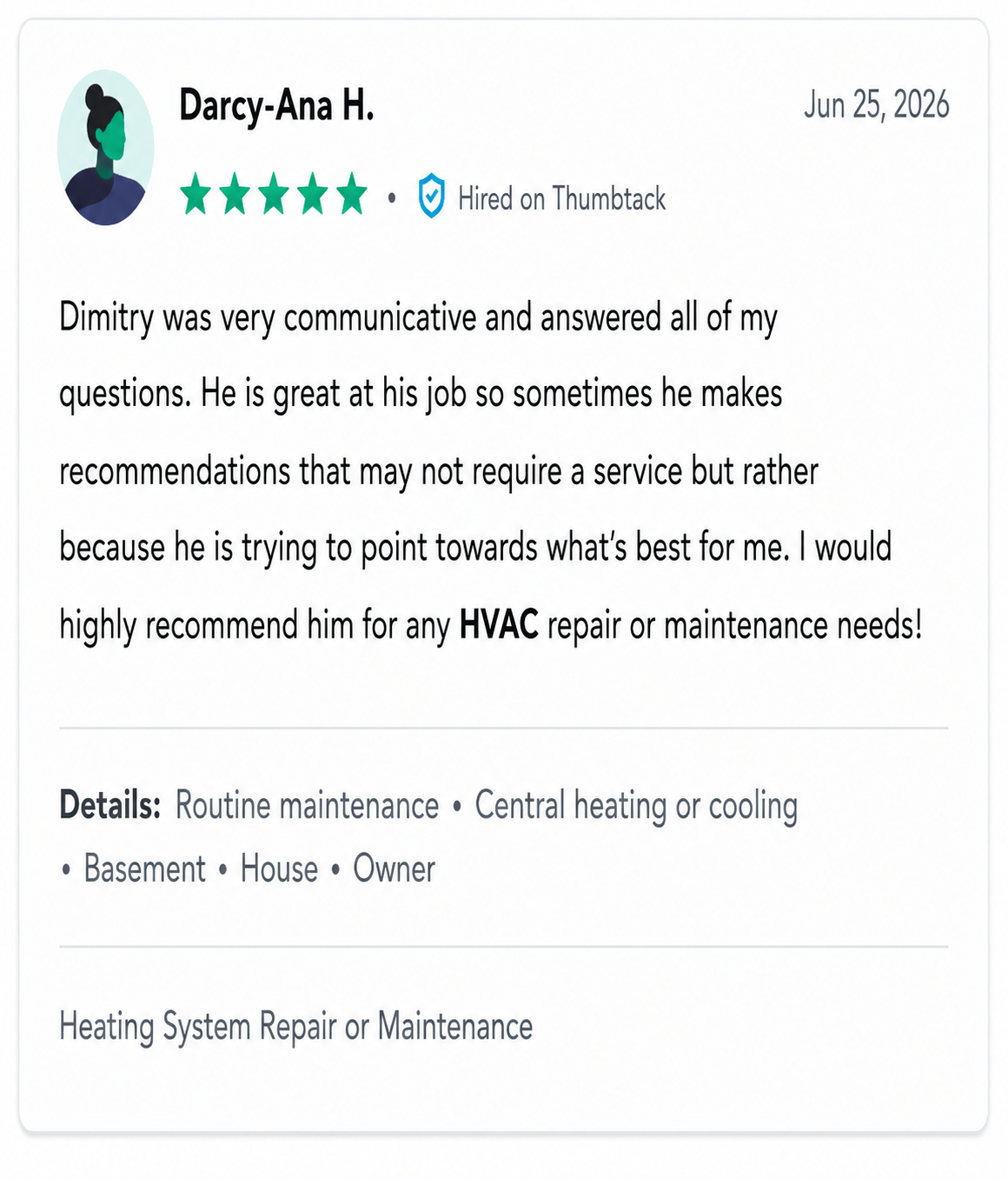 Thumbtack review from Lisa O. for Primus Expert