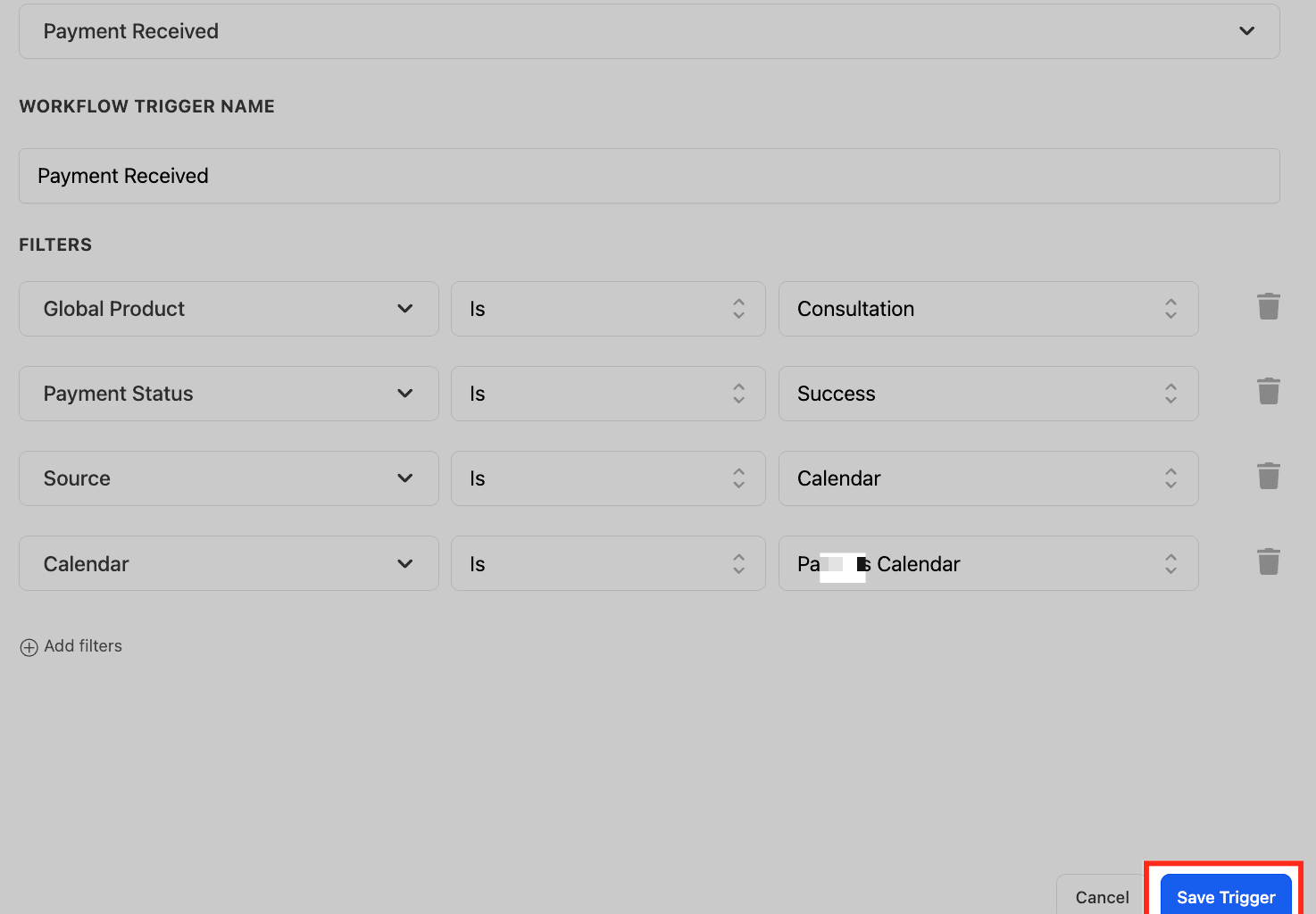 Guardar trigger Payment Received en GoHighLevel