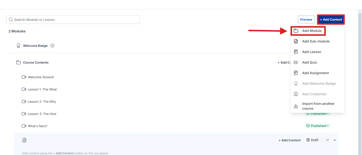 Añadir módulos en GoHighLevel Courses