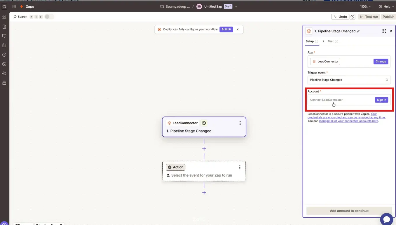 Conectar cuenta de GoHighLevel en Zapier