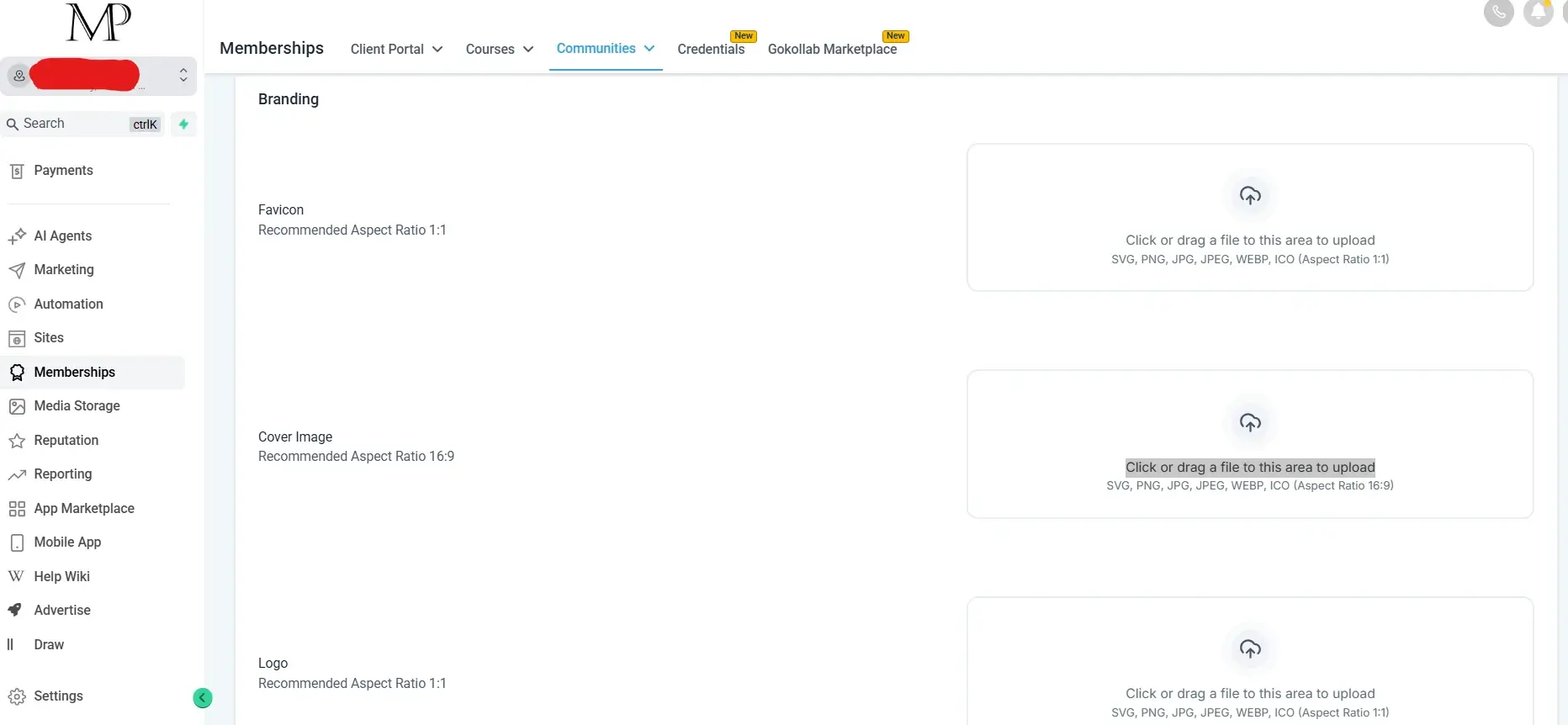 Personalizar branding de comunidad en GoHighLevel