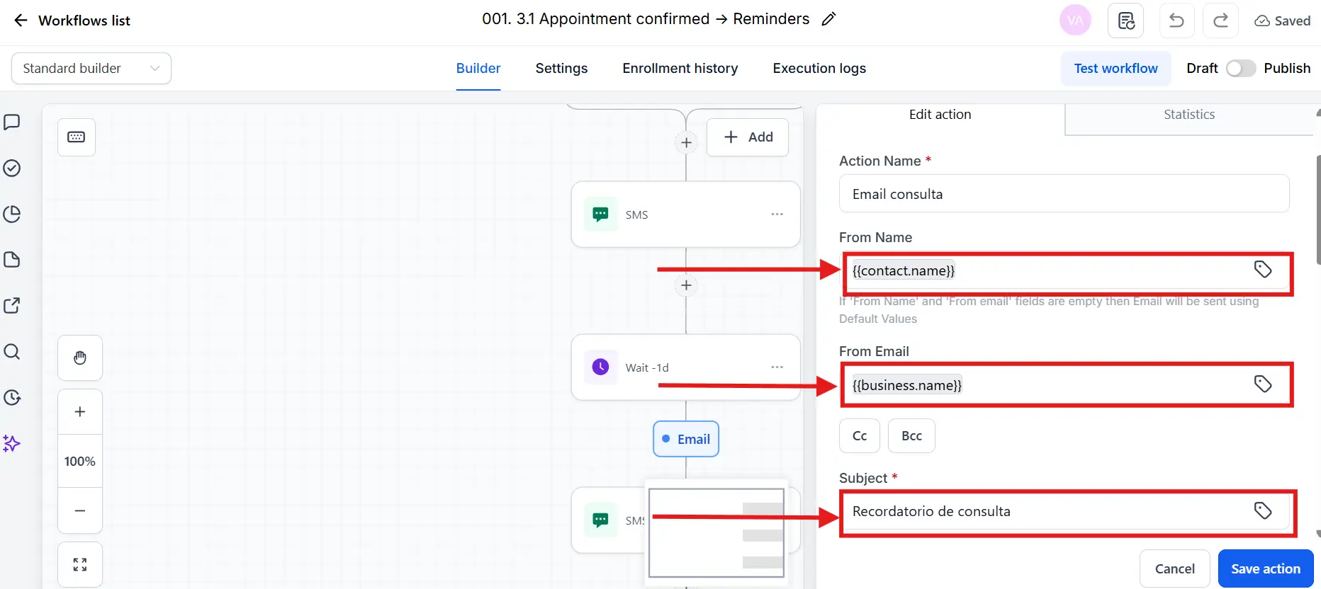 Configurar remitente en Send Email GoHighLevel