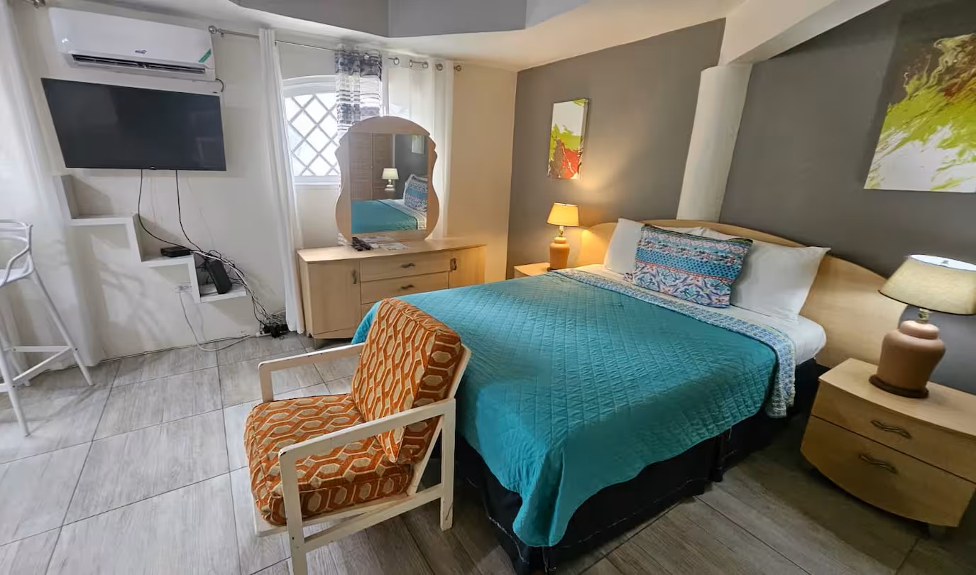 Cozy Studio Interior with Dining Table & TV