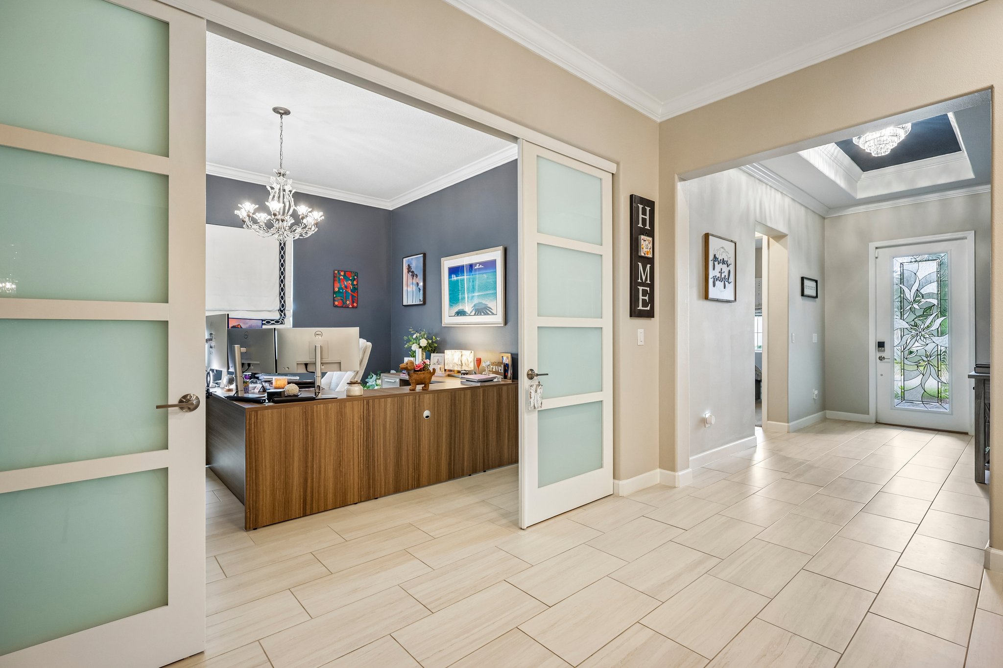 flex room with the frosted-glass sliding doors visible