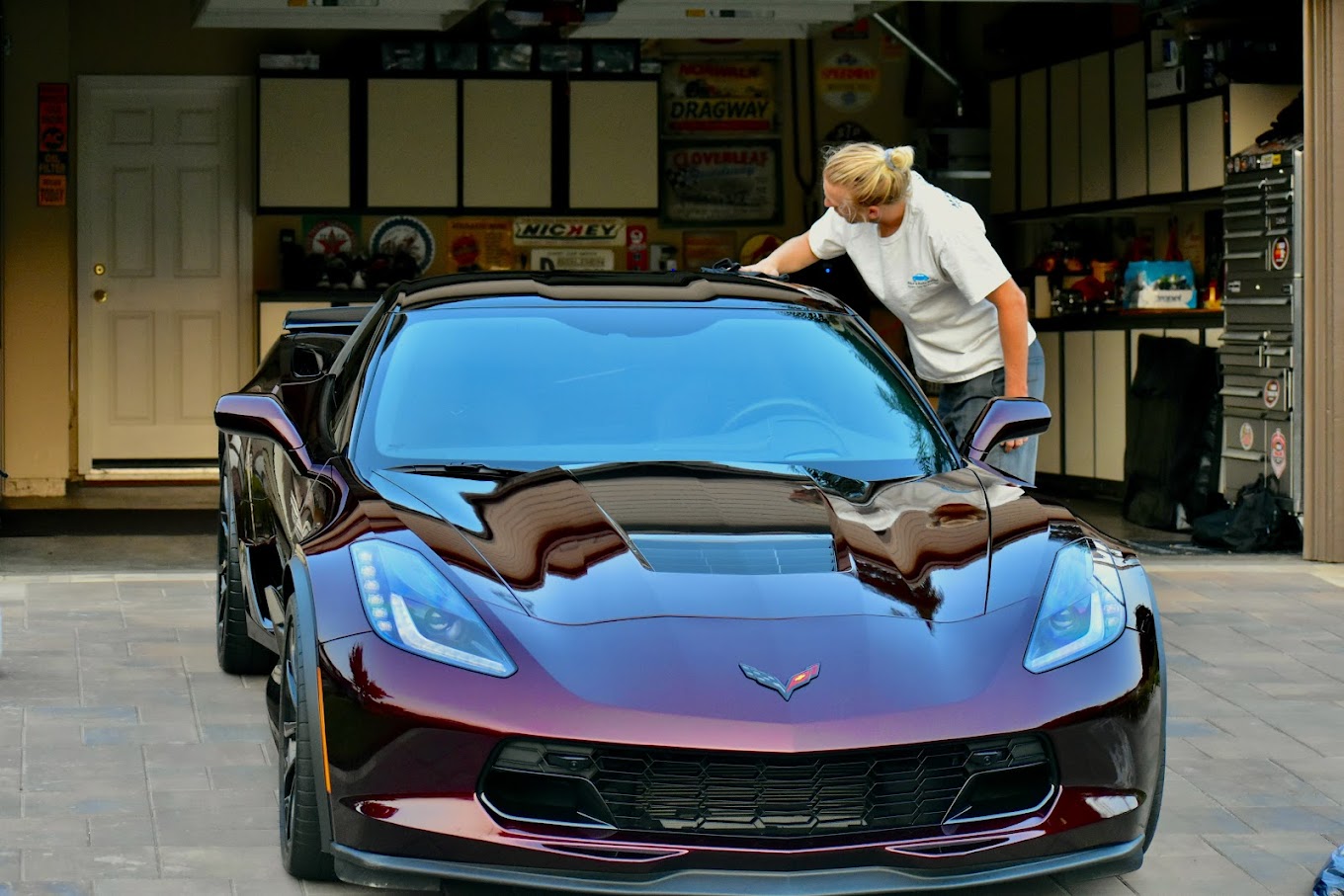 Detailing work on a Corvette