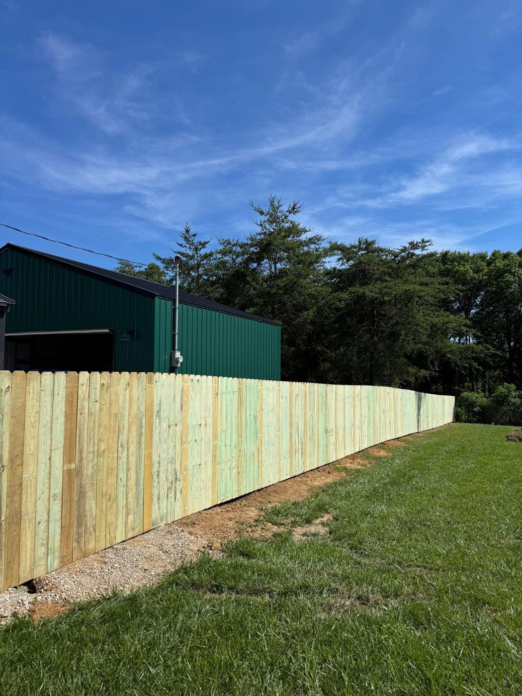 Finished wood privacy fence