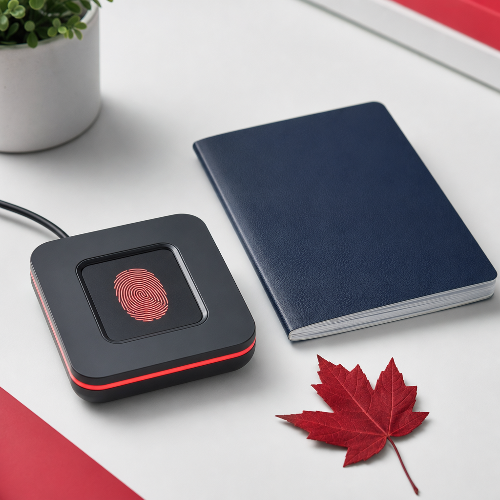 Applicant completing biometrics for a Canadian immigration application