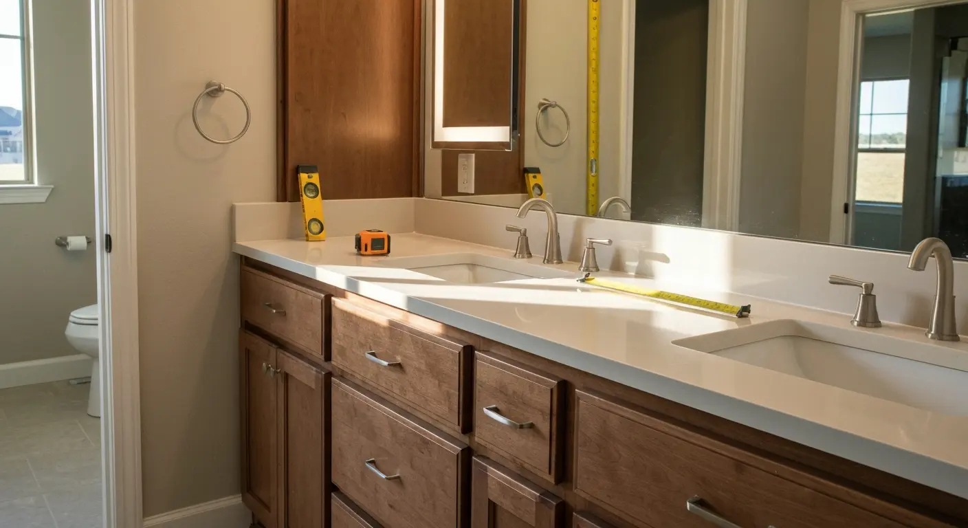 Bathroom vanity and storage cabinets