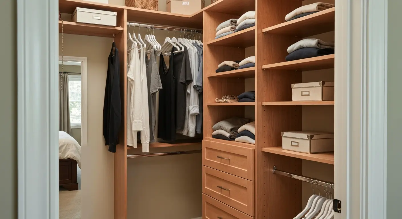 Custom walk-in closet organizer system