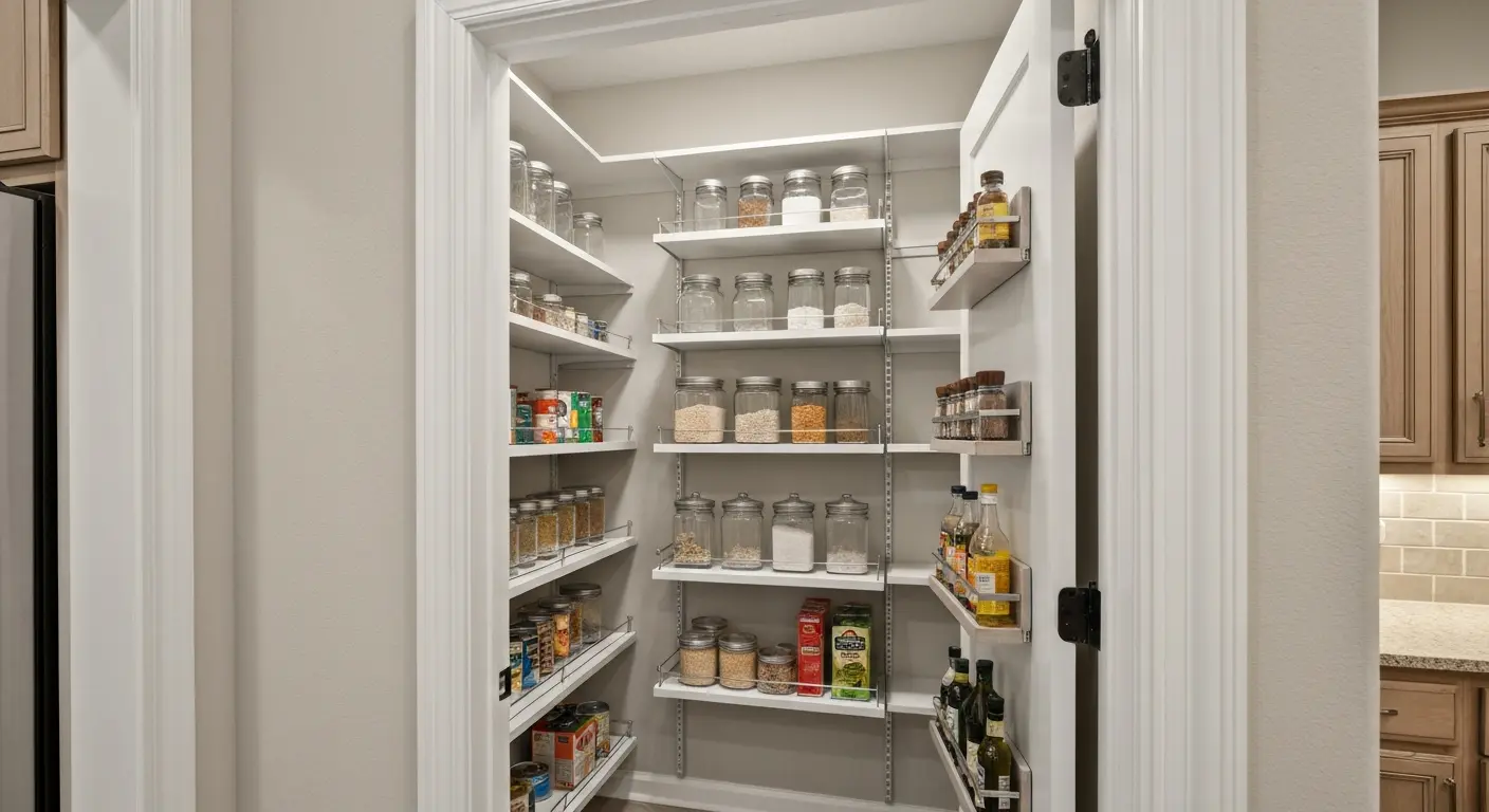 Custom pantry cabinet shelving