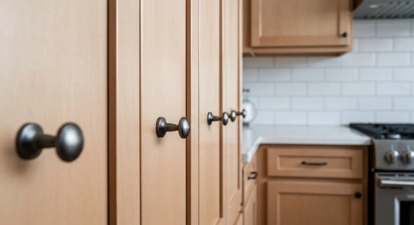 Custom kitchen cabinet hardware installation