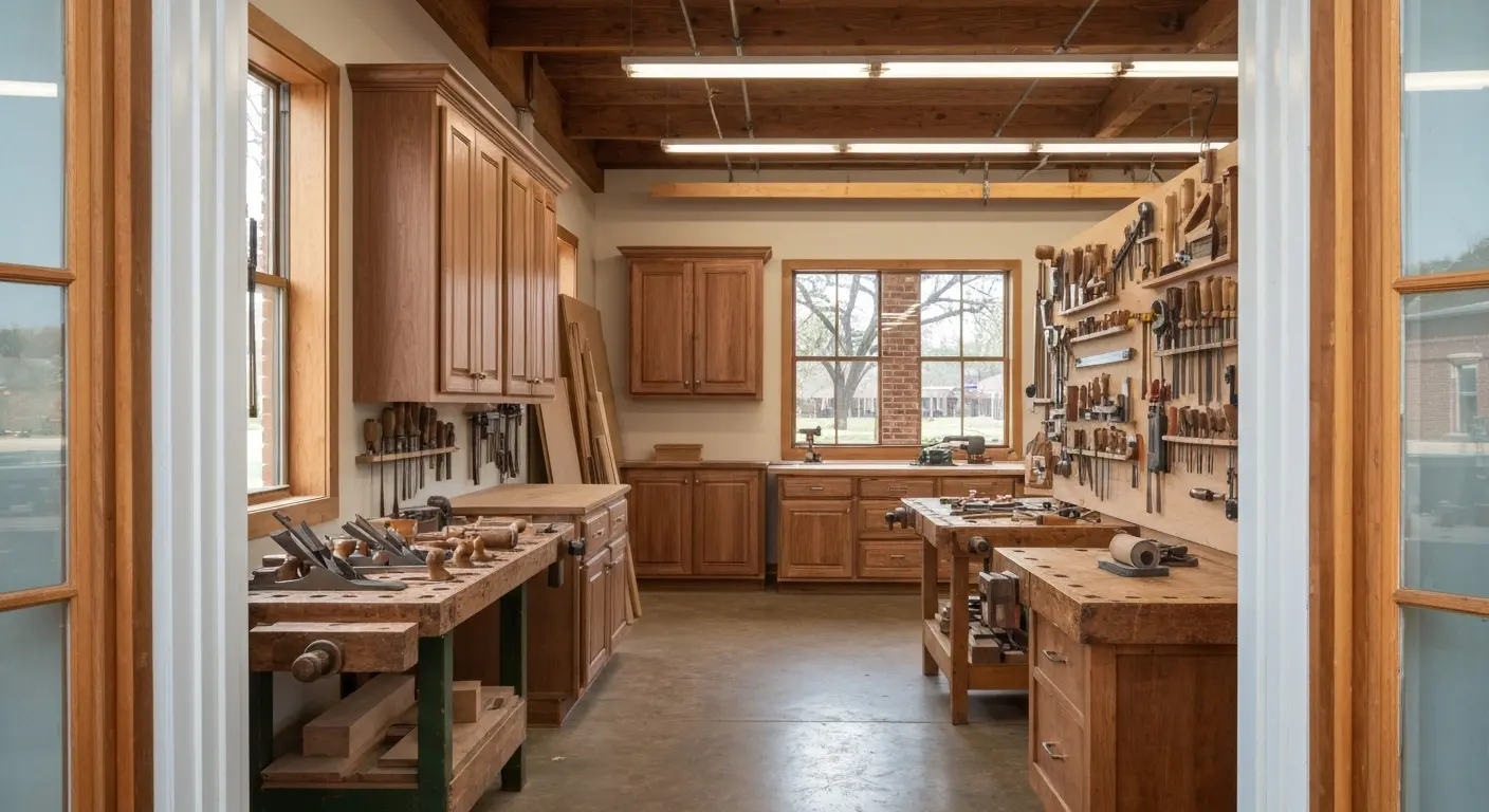 Cabinet maker workspace and workshop