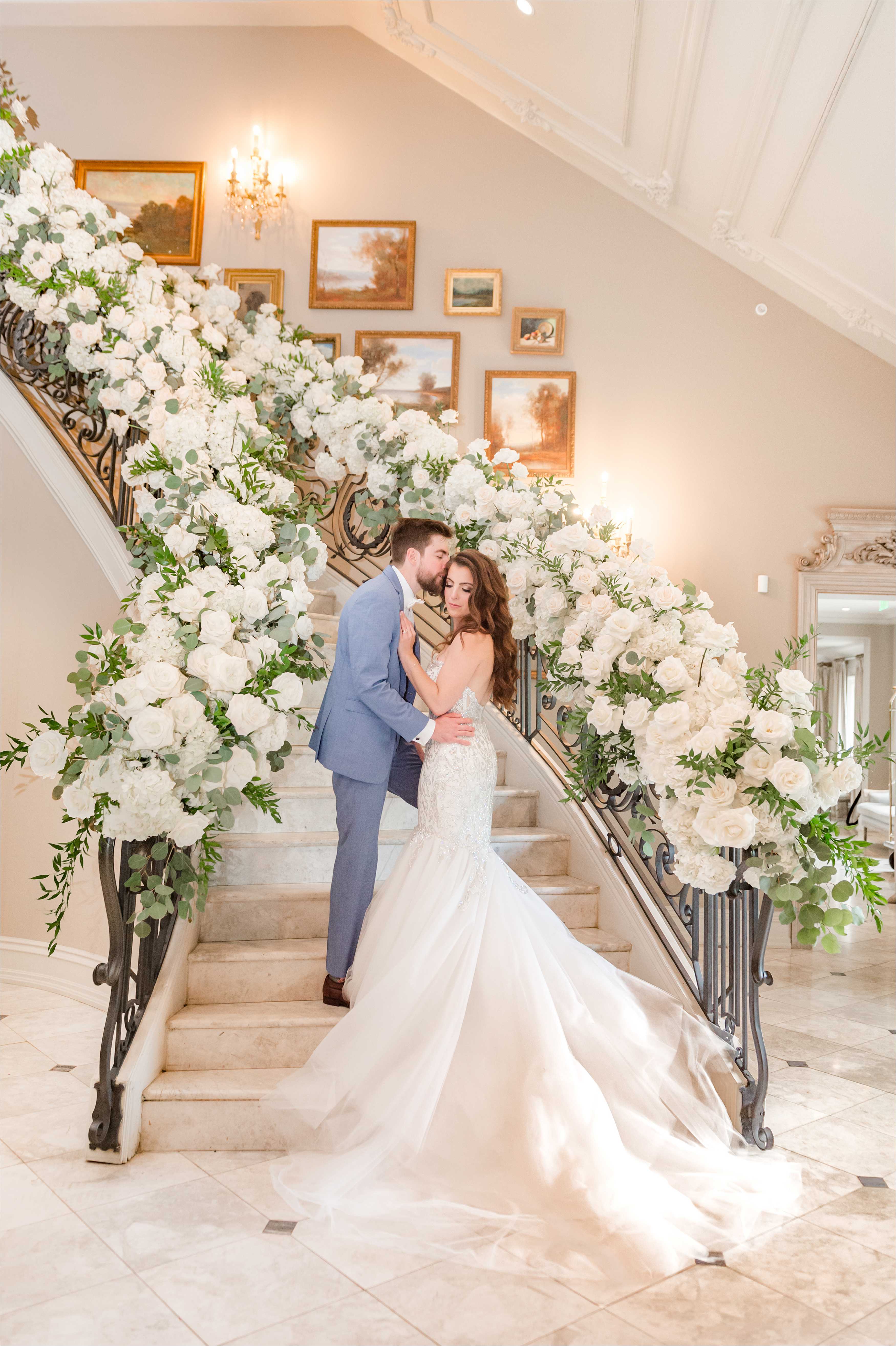 A bride and groom at golden hour