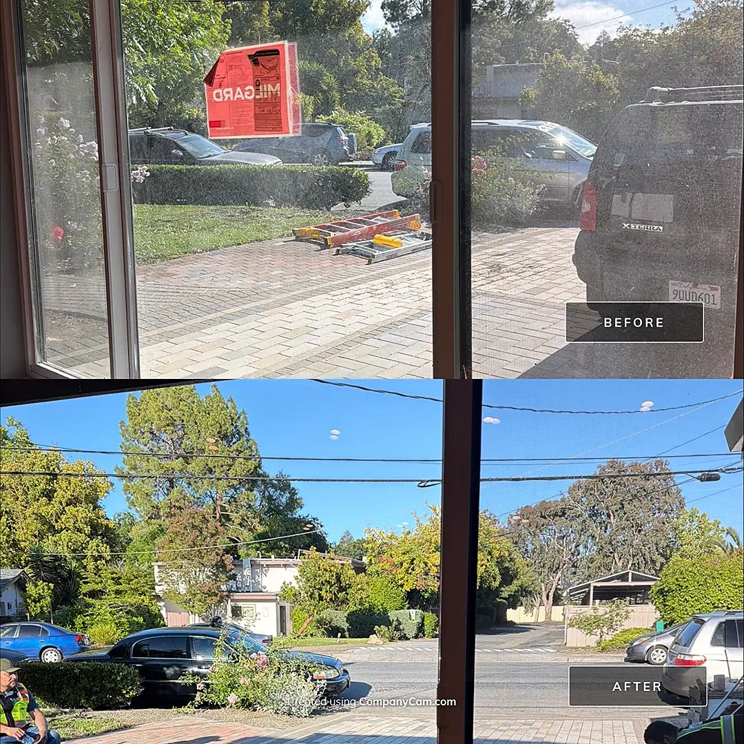 Windows, glass, and tracks cleaned of paint splatter and dust after construction by TuClean